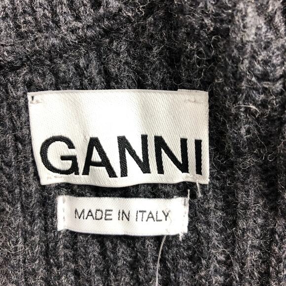 Ganni Phantom Gray Ruffle Open Back Wool Sweater XS NWT - Picture 9 of 12